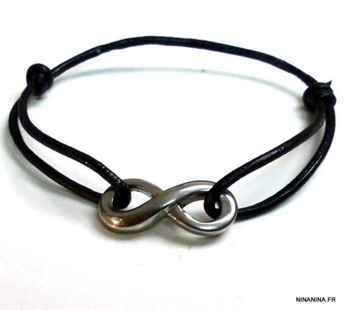 N3956bish_Bracelet_cordon_cuir_infini_acier_inoxydable