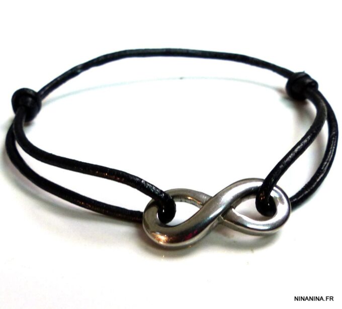 N3956bisi_Bracelet_cordon_cuir_infini_acier_inoxydable