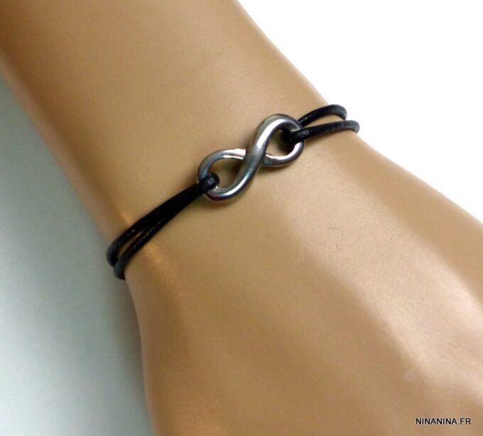 N3956bisj_Bracelet_cordon_cuir_infini_acier_inoxydable