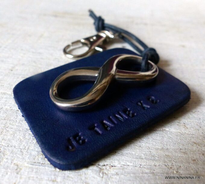 N3959_Porte_cle_homme_cuir_bleu_personnalise_infini_Acier_-_Accessoires_porte_cle_en_ligne_Ninanina-2