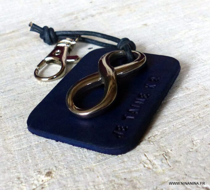 N3959a_Porte_cle_homme_cuir_bleu_personnalise_infini_Acier_-_Accessoires_porte_cle_en_ligne_Ninanina-2