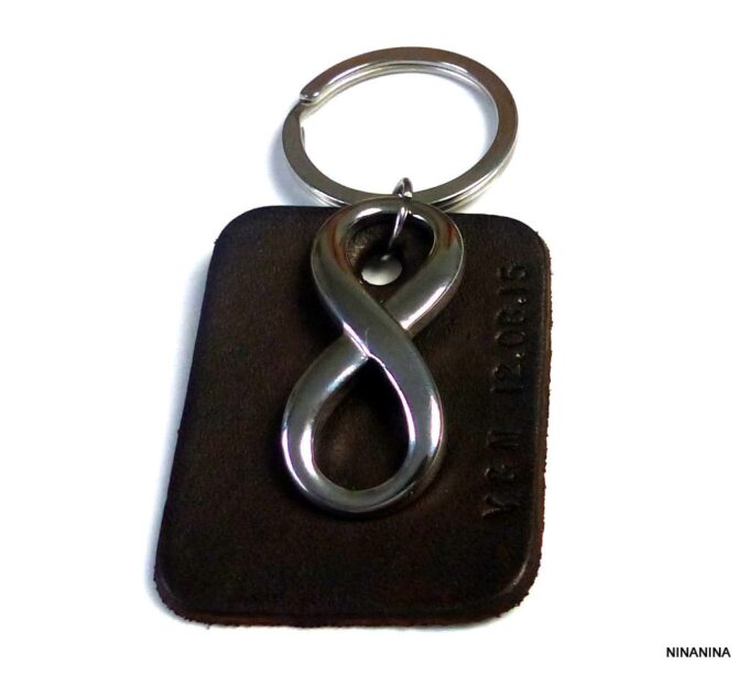 N3959a_Porte_cle_homme_cuir_personnalise_infini_acier_inoxydable