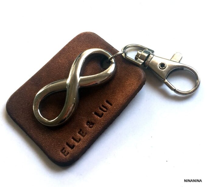 N3959a_porte_cle_homme_cuir_grave_infini_acier_inoxydable