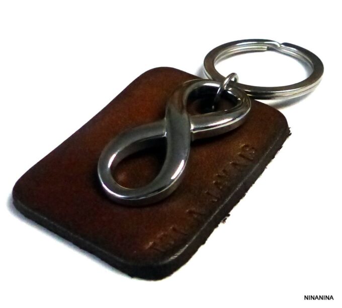 N3959b_Porte_cle_homme_cuir_personnalise_infini_acier_inoxydable