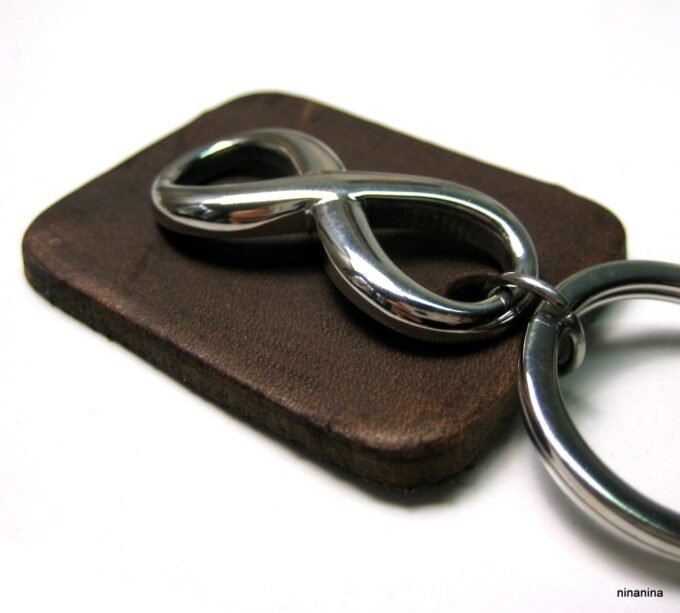 N3959e_porte-cle_cuir_infini_acier_inoxydable_personnalise