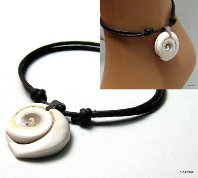 N3963c_bracelet_de_cheville_cordon_coquillage_escargot_et_coton_cire