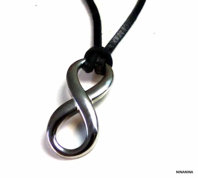 N3967terc_Collier_homme_cuir_infini_acier_inoxydable