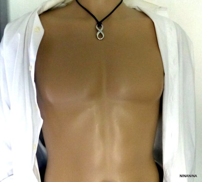N3967tere_Collier_homme_cuir_infini_acier_inoxydable