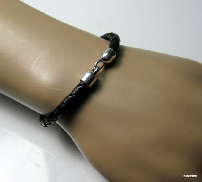 N3973d_bracelet_homme_cuir_tresse_crochet_metal_argent