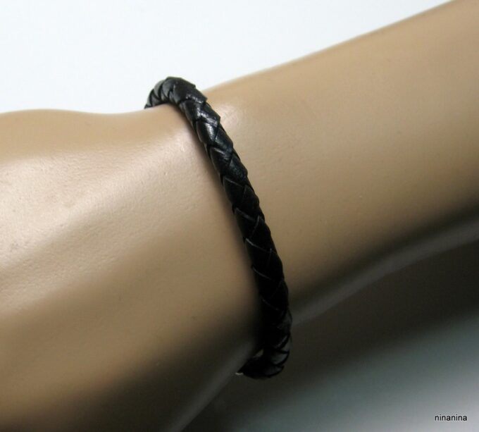 N3973f_bracelet_homme_cuir_tresse_crochet_metal_argent