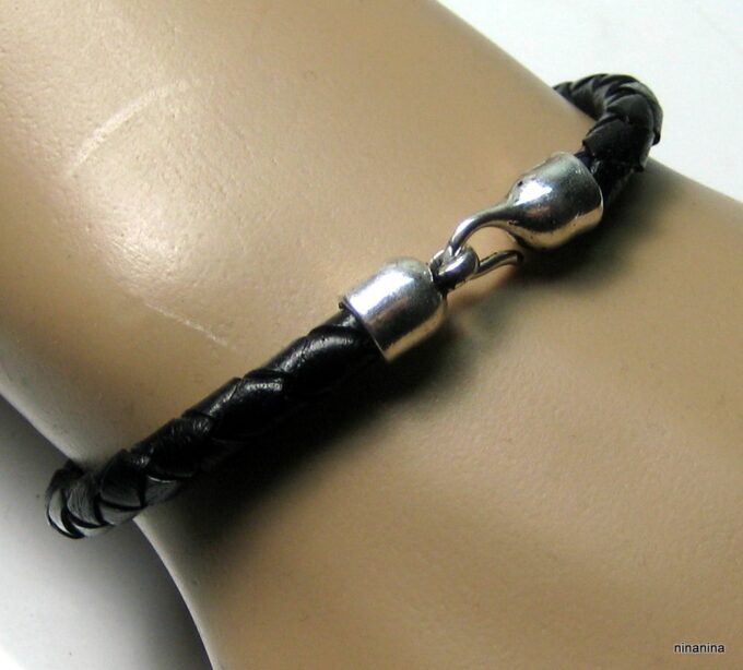 N3973j_bracelet_homme_cuir_tresse_crochet_metal_argent