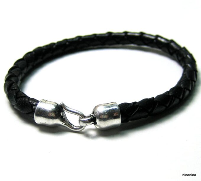 N3973l_bracelet_homme_cuir_tresse_crochet_metal_argent
