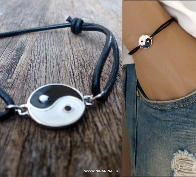 N3977c_Bracelet_cordon_cuir_yin_yang_metal_emaille_-_Bijoux_Bracelets_en_ligne_Ninanina