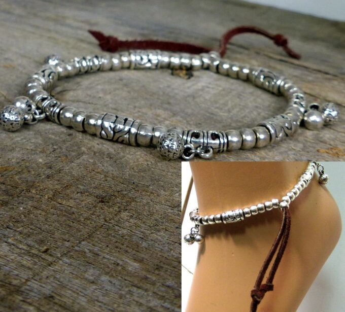 N4033bisa_bracelet_de_cheville_daim_et_perles_metal_argent