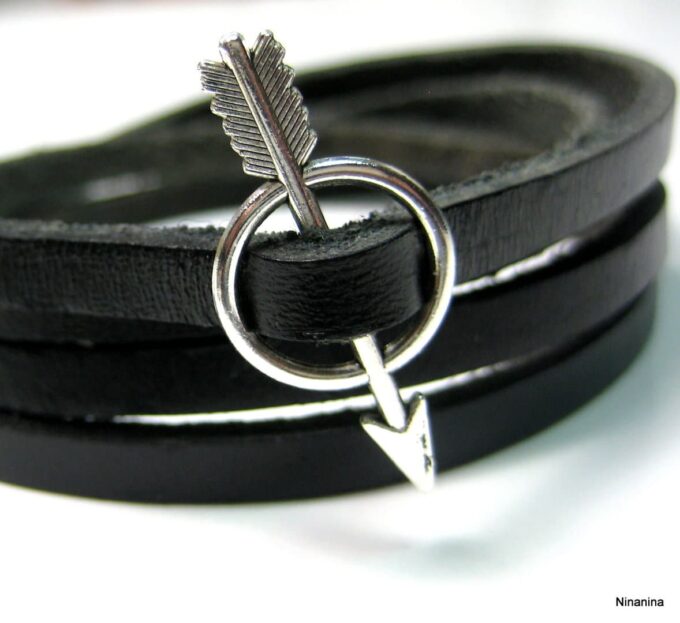 N4061a_bracelet_cuir_fleche_metal_argent