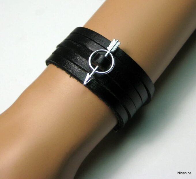 N4061c_bracelet_cuir_fleche_metal_argent