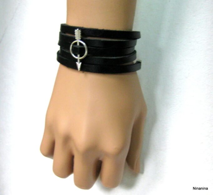 N4061e_bracelet_cuir_fleche_metal_argent