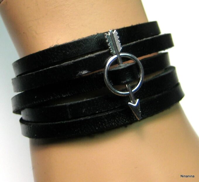 N4061f_bracelet_cuir_fleche_metal_argent