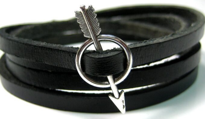 N4061h_bracelet_cuir_fleche_metal_argent