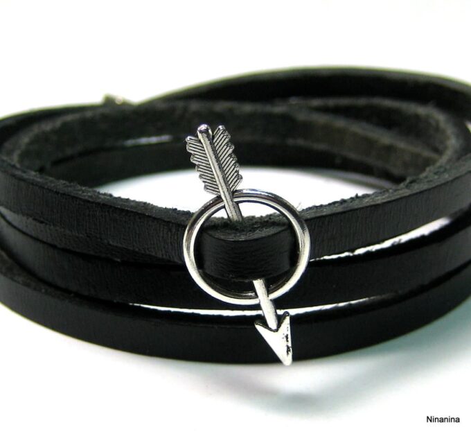N4061i_bracelet_cuir_fleche_metal_argent