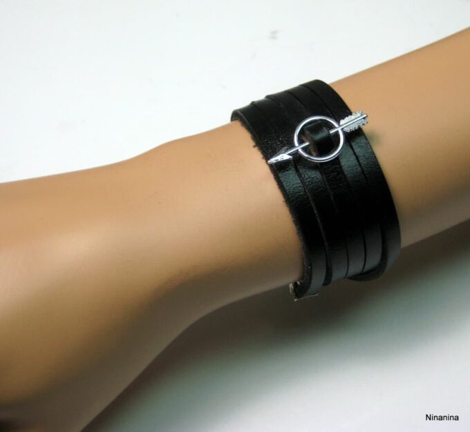 N4061l_bracelet_cuir_fleche_metal_argent