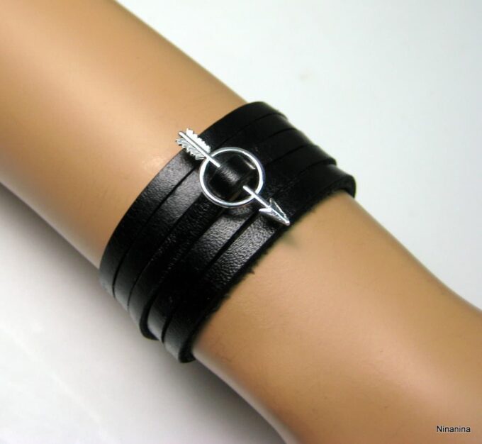 N4061m_bracelet_cuir_fleche_metal_argent