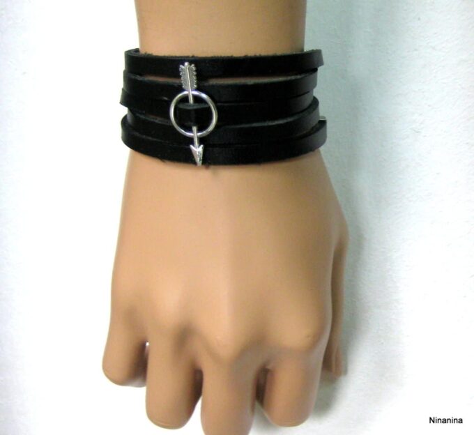 N4061n_bracelet_cuir_fleche_metal_argent