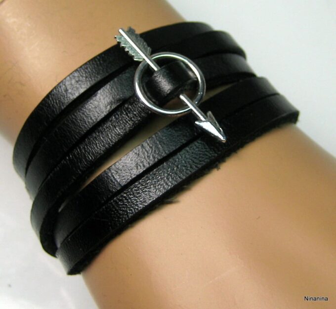 N4061o_bracelet_cuir_fleche_metal_argent