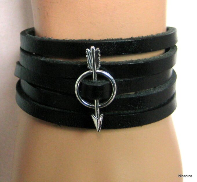 N4061t_bracelet_cuir_fleche_metal_argent