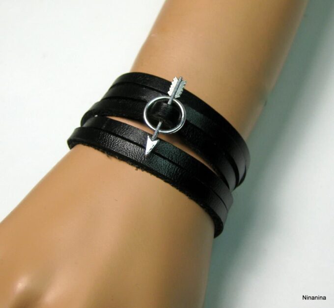 N4061v_bracelet_cuir_fleche_metal_argent