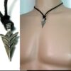 N4064_collier_homme_tribal_cuir_fleche_metal_argent