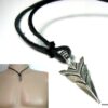 N4064c_collier_homme_tribal_cuir_fleche_metal_argent