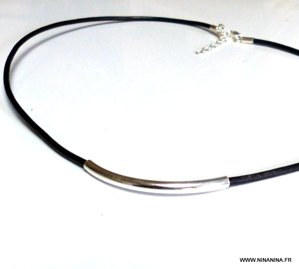 Collier femme Lune Argent 925 massif cordon cuir artisanal – Image 4