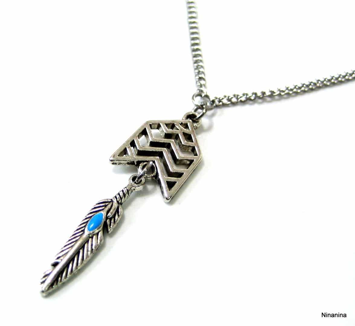 Chaine de taille acier inoxydable pendentif plume – Image 2