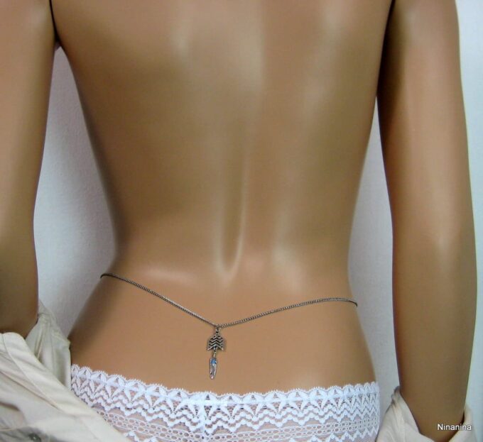 N4172bisa_chaine_de_taille_ethnique_fleche_et_plume_acier_inoxydable