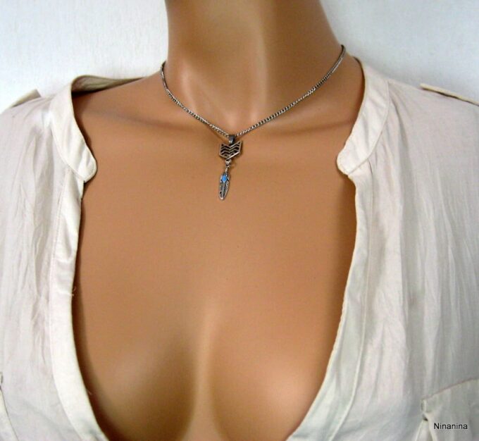 N4174h_bijou_de_corps_ethnique_fleche_et_plume_acier_inoxydable-1