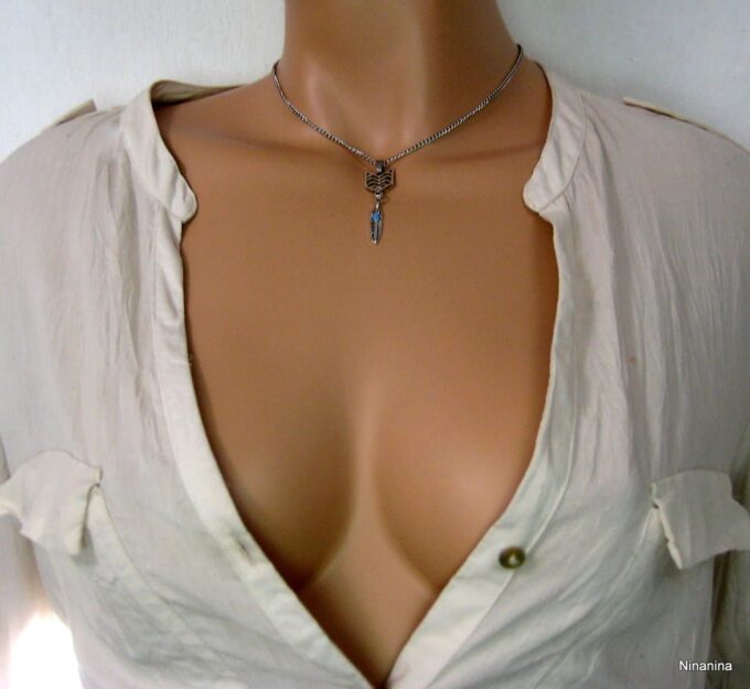 N4174i_bijou_de_corps_ethnique_fleche_et_plume_acier_inoxydable-1