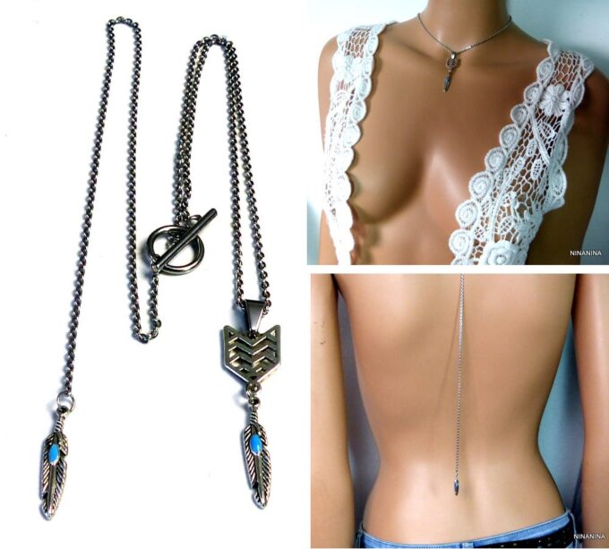 N4174ter_Collier_de_dos_plumes_turquoise_acier_inoxydable-1