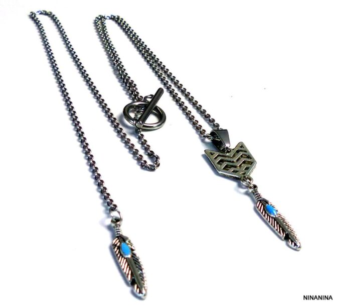 N4174terf_Collier_de_dos_plumes_turquoise_acier_inoxydable-1