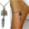 N4176_chaine_de_cheville_ethnique_fleche_et_plume_acier_inoxydable