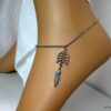 N4176h_chaine_de_cheville_ethnique_fleche_et_plume_acier_inoxydable