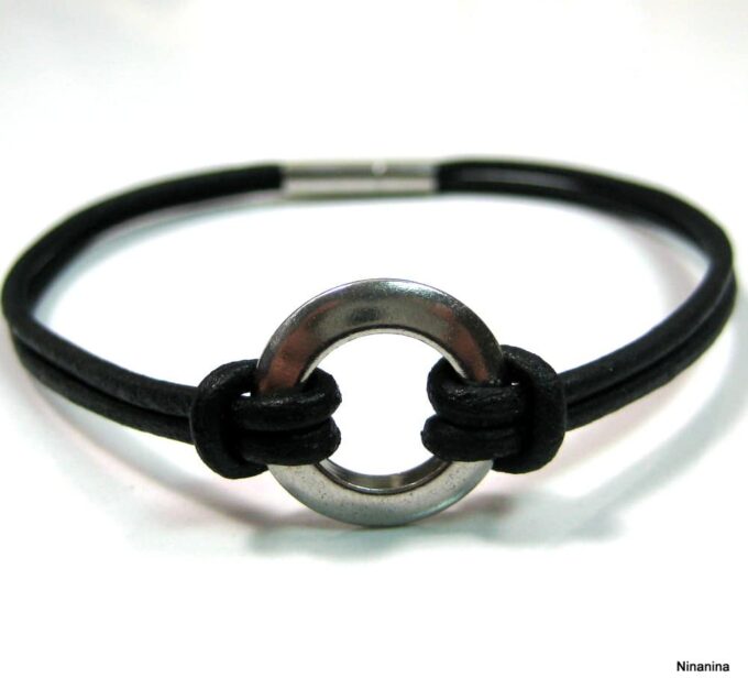 N4248b_bracelet_cordon_cuir_anneau_acier_inoxydable