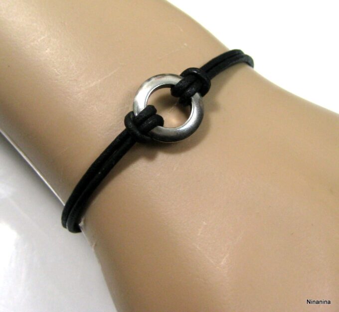 N4248f_bracelet_cordon_cuir_anneau_acier_inoxydable