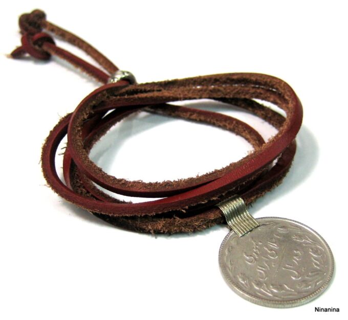 N4280d_Bracelet_wrap_cordon_cuir_piece_metal_argent