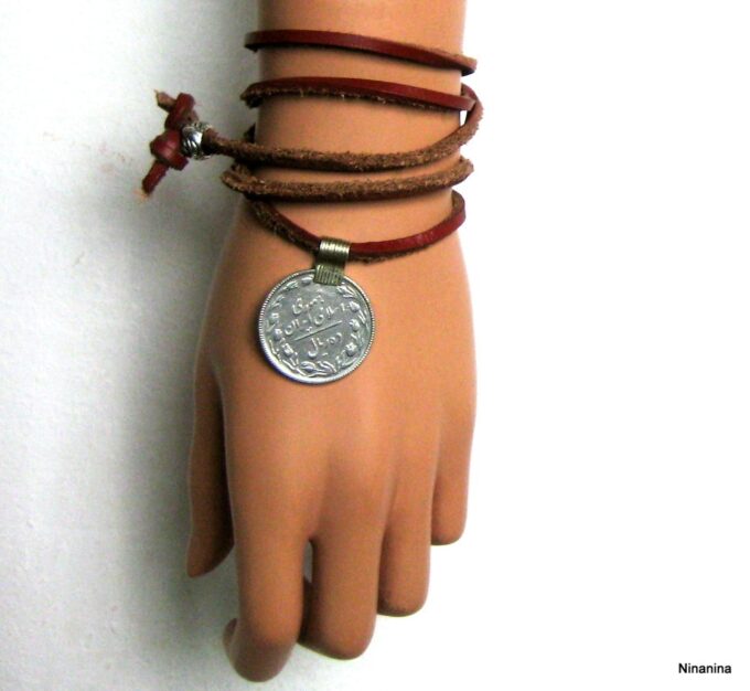 N4280m_Bracelet_wrap_cordon_cuir_piece_metal_argent