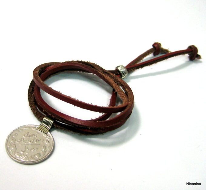 N4280o_Bracelet_wrap_cordon_cuir_piece_metal_argent