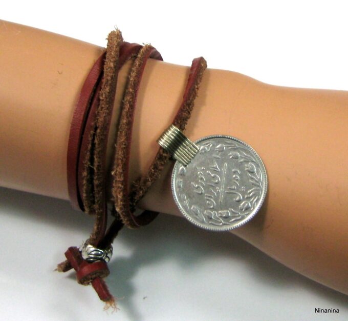 N4280r_Bracelet_wrap_cordon_cuir_piece_metal_argent