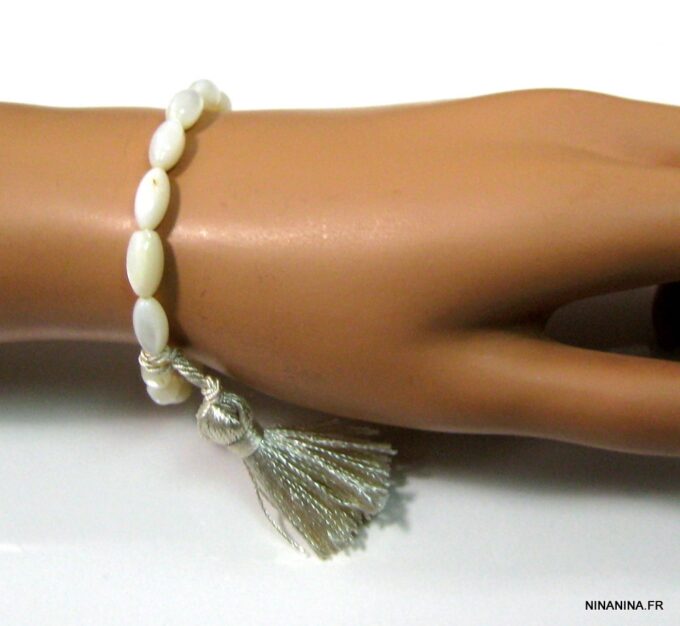 N4295i_bracelet_bague_argent_massif_nacre_pompon_ivoire