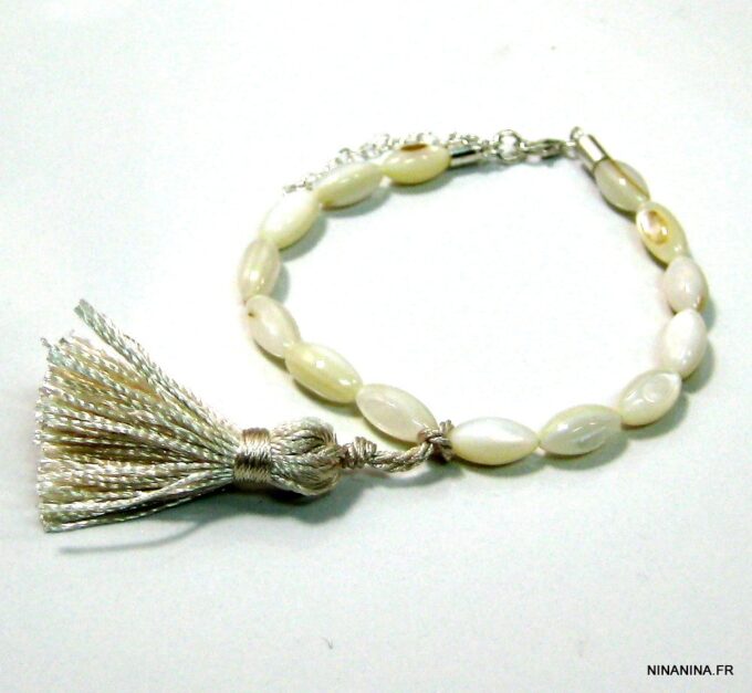N4295k_bracelet_bague_argent_massif_nacre_pompon_ivoire