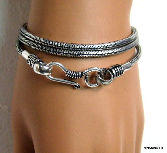 N4313k_bracelet_wrap_maille_serpent_plaque_argent